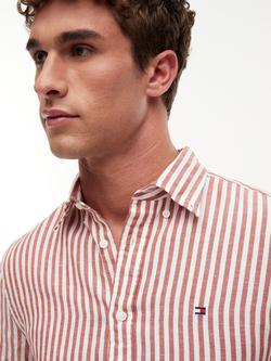 Tommy Hilfiger Bengal Stripe Short Sleeve Cotton Linen Blend Shirt, Multi - view 2, Multi