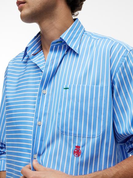 Tommy Hilfiger Lock Asymmetric Oversized Shirt, Blue/Multi - view 2, Blue/Multi