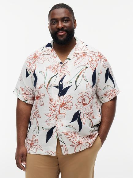 Tommy Hilfiger Resort Button Through Short Sleeve Linen Shirt, Multi, Multi