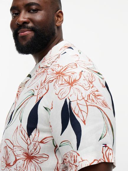 Tommy Hilfiger Resort Button Through Short Sleeve Linen Shirt, Multi - view 2, Multi