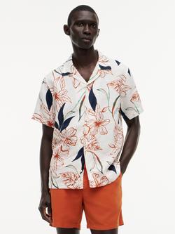 Tommy Hilfiger Resort Button Through Short Sleeve Linen Shirt, Multi, Multi