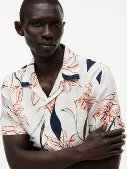 Tommy Hilfiger Resort Button Through Short Sleeve Linen Shirt, Multi - view 2, Multi