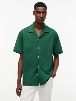 Tommy Hilfiger Button Through Short Sleeve Cotton Shirt, Dark Green, Dark Green