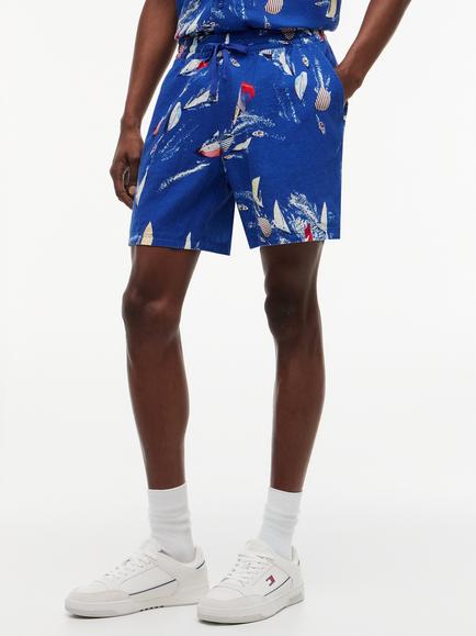 Tommy Hilfiger Slub Club Linen Cotton Blend Shorts, Multi, Multi