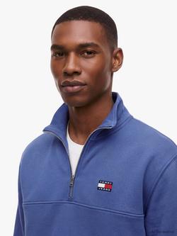 Tommy Hilfiger Quarter Zip Cotton Sweatshirt, Blue - view 2, Blue