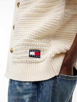 Tommy Hilfiger Button Through Short Sleeve Cotton Blend Shirt, Natural - view 2, Natural