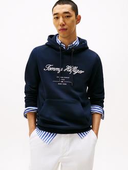 Tommy Hilfiger Logo Cotton Blend Hoodie, Navy, Navy