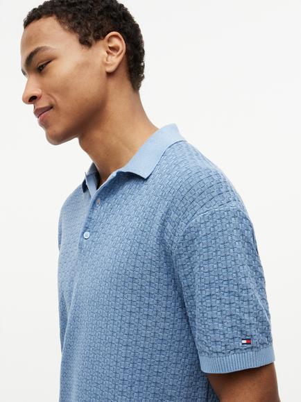 Tommy Hilfiger Ructure Cotton Polo Shirt - view 2, Light Blue