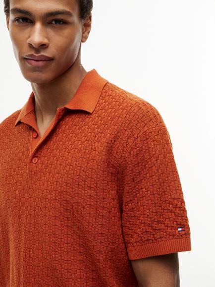 Tommy Hilfiger Ructure Cotton Polo Shirt - view 2, Dark Orange