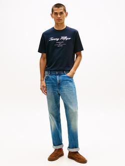 Tommy Hilfiger Sript Logo Cotton Crew Neck T-Shirt, Navy - view 2, Navy
