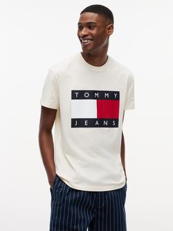 Tommy Hilfiger Big Flag Crew Neck Cotton T-Shirt, Natural, Natural
