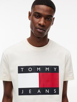Tommy Hilfiger Big Flag Crew Neck Cotton T-Shirt, Natural - view 2, Natural