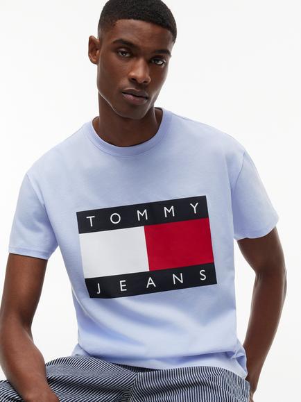 Tommy Hilfiger Crew Neck Cotton T-Shirt, Light Blue - view 2, Light Blue
