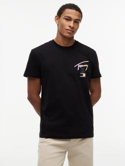 Tommy Hilfiger Graphic Print Crew Neck Cotton T-Shirt, Black