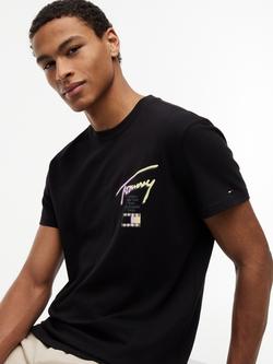 Tommy Hilfiger Graphic Print Crew Neck Cotton T-Shirt - view 2, Black