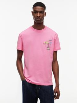 Tommy Hilfiger Graphic Print Crew Neck Cotton T-Shirt, Pink