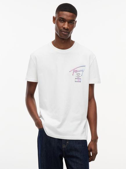 Tommy Hilfiger Graphic Print Crew Neck Cotton T-Shirt, Natural