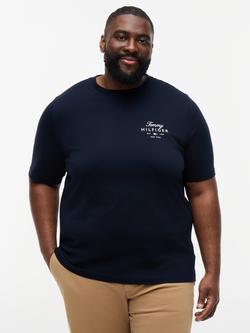 Tommy Hilfiger Plus Stack Crew Neck Cotton T-Shirt, Navy, Navy