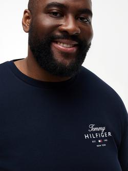 Tommy Hilfiger Plus Stack Crew Neck Cotton T-Shirt, Navy - view 2, Navy