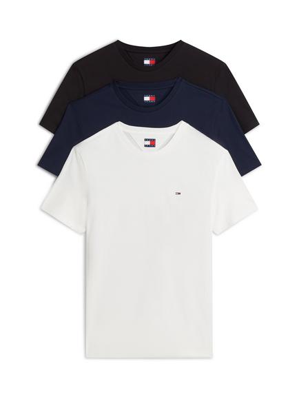 Tommy Hilfiger Crew Neck Cotton T-Shirt, Pack of 3, Multi, Multi