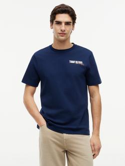 Tommy Hilfiger Graphic Print Crew Neck Cotton T-Shirt, Navy, Navy