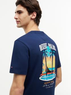 Tommy Hilfiger Graphic Print Crew Neck Cotton T-Shirt, Navy - view 2, Navy