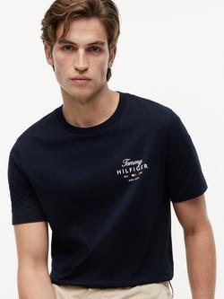Tommy Hilfiger Stack Crew Neck Cotton T-Shirt, Navy - view 2, Navy