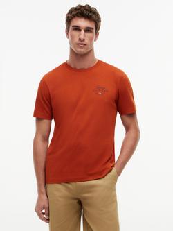 Tommy Hilfiger Stack Crew Neck Cotton T-Shirt, Dark Orange, Dark Orange