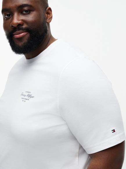 Tommy Hilfiger Plus Graphic Print Crew Neck Cotton T-Shirt, White - view 2, White