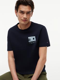 Tommy Hilfiger Crew Neck Cotton T-Shirt, Navy - view 2, Navy