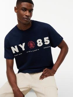 Tommy Hilfiger X Crest 1985 Logo Crew Neck T-Shirt, Navy - view 2, Navy