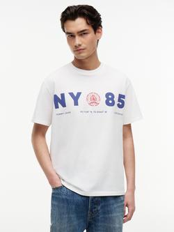 Tommy Hilfiger Cotton NY Print Crew Neck T-Shirt, Oatmeal, Oatmeal