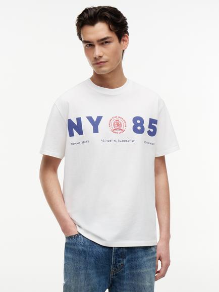 Tommy Hilfiger Cotton NY Print Crew Neck T-Shirt, Oatmeal, Oatmeal