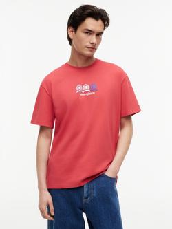 Tommy Hilfiger Cotton Crew-Neck T-Shirt, Oatmeal, Red