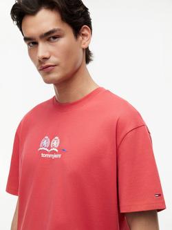Tommy Hilfiger Cotton Crew-Neck T-Shirt, Oatmeal - view 2, Red