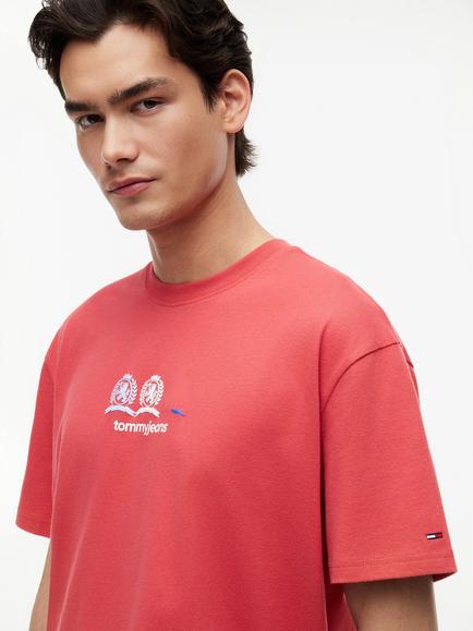 Tommy Hilfiger Cotton Crew-Neck T-Shirt, Oatmeal - view 2, Red