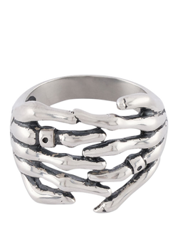 Serge DeNimes Sterling Silver Skeleton Hands Ring, Silver