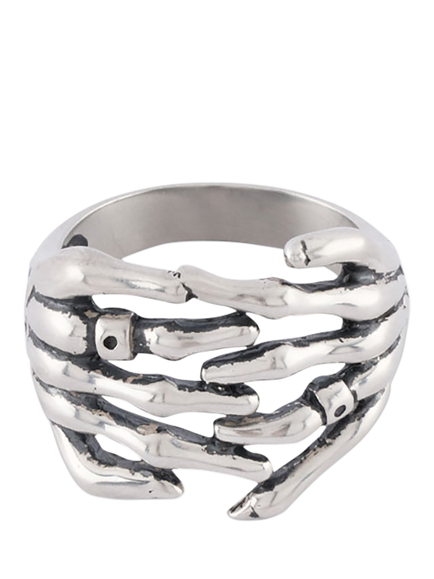 Serge DeNimes Sterling Silver Skeleton Hands Ring, Silver