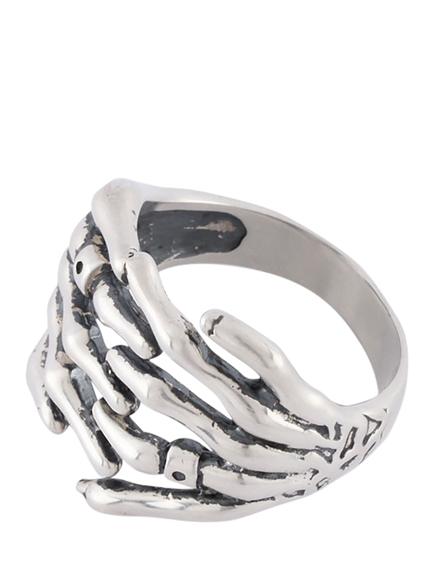 Serge DeNimes Sterling Silver Skeleton Hands Ring - view 2, Silver