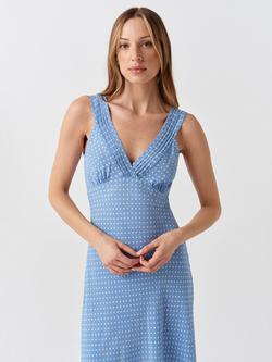 Ghost Elise Spot Dress, Blue/White - view 2, Blue/White