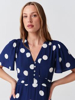 Ghost Jess Dress, Navy/White - view 2, Navy/White