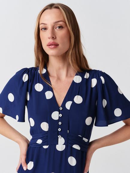 Ghost Jess Dress, Navy/White - view 2, Navy/White