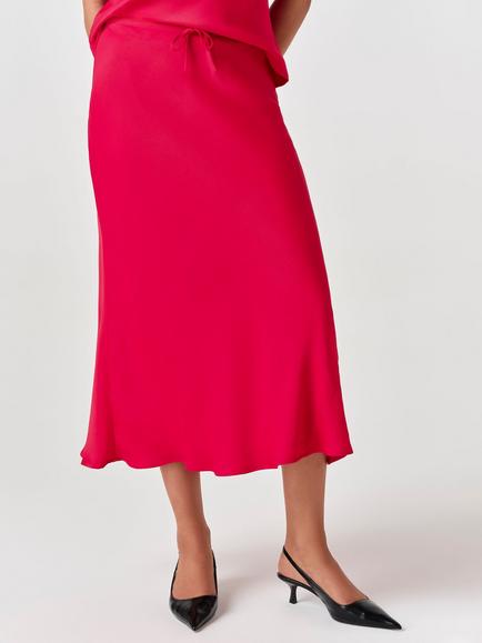 Ghost Dahlia Bias Midi Skirt, Red