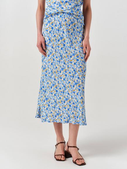 Ghost Luna Floral Midi Skirt, Blue/Multi, Blue/Multi
