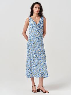 Ghost Luna Floral Midi Skirt, Blue/Multi - view 2, Blue/Multi