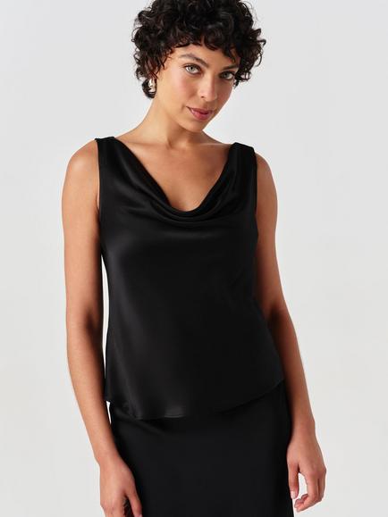 Ghost Nyla Sleeveless Cowl Neck Top, Black