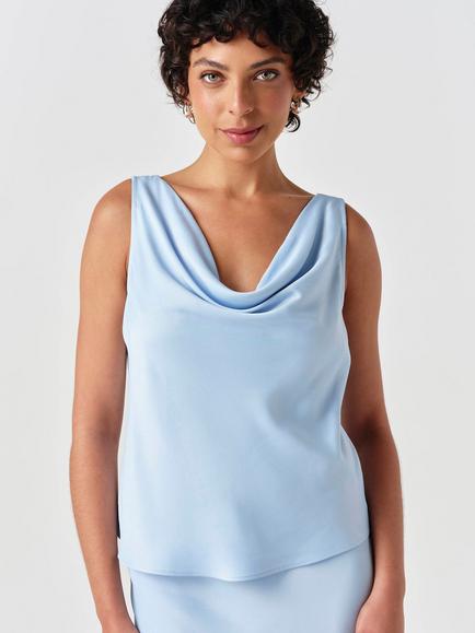 Ghost Nyla Sleeveless Cowl Neck Top, Light Blue