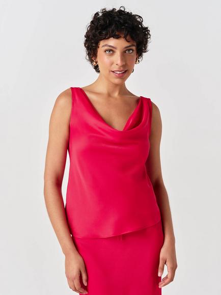 Ghost Nyla Sleeveless Cowl Neck Top, Red