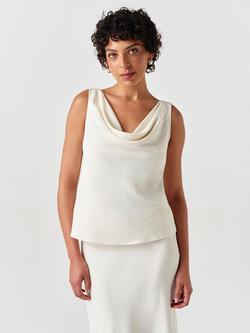 Ghost Nyla Sleeveless Cowl Neck Top, Ivory, Ivory