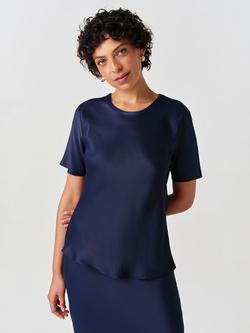 Ghost Ria Round Neck Short Sleeve Top, Navy